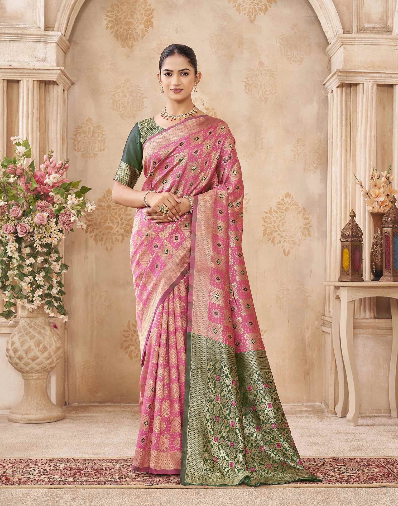 Pink Silk Woven Patola Saree