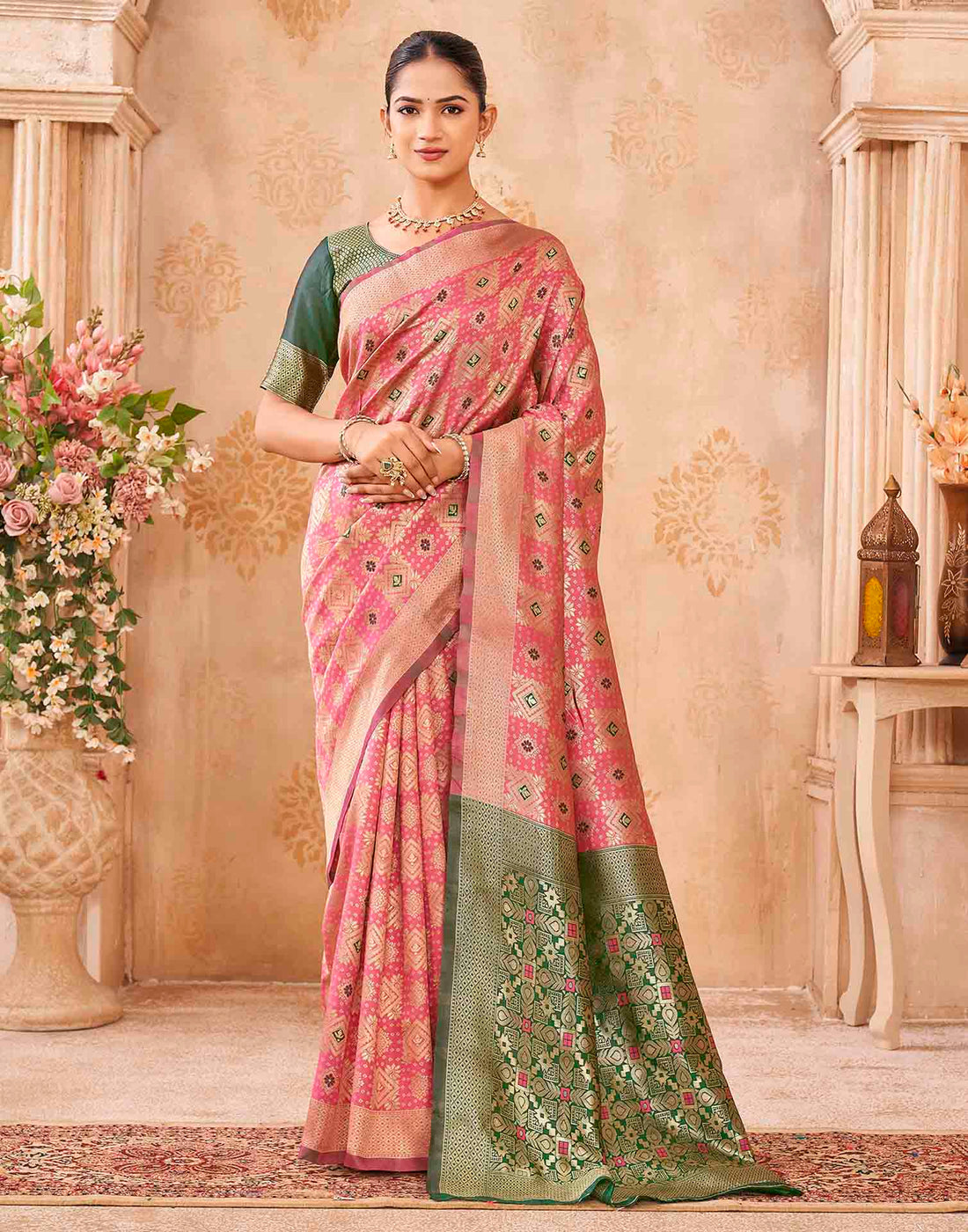 Pink Silk Woven Patola Saree