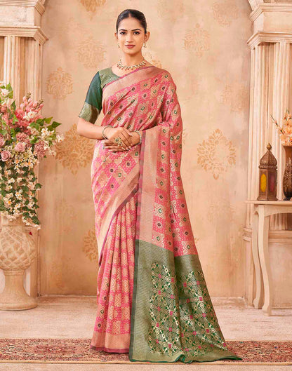 Pink Silk Woven Patola Saree