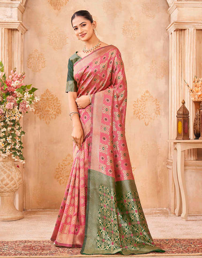 Pink Silk Woven Patola Saree