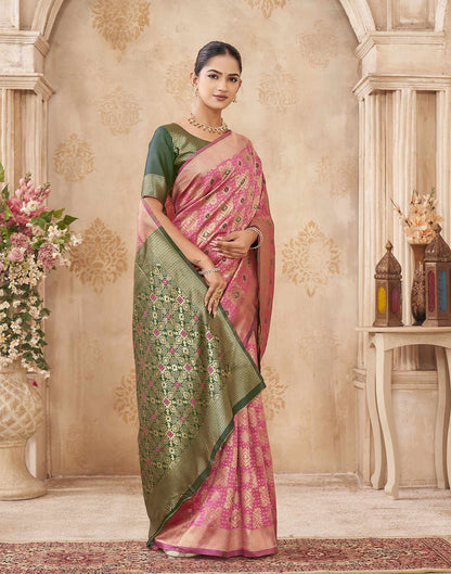 Pink Silk Woven Patola Saree