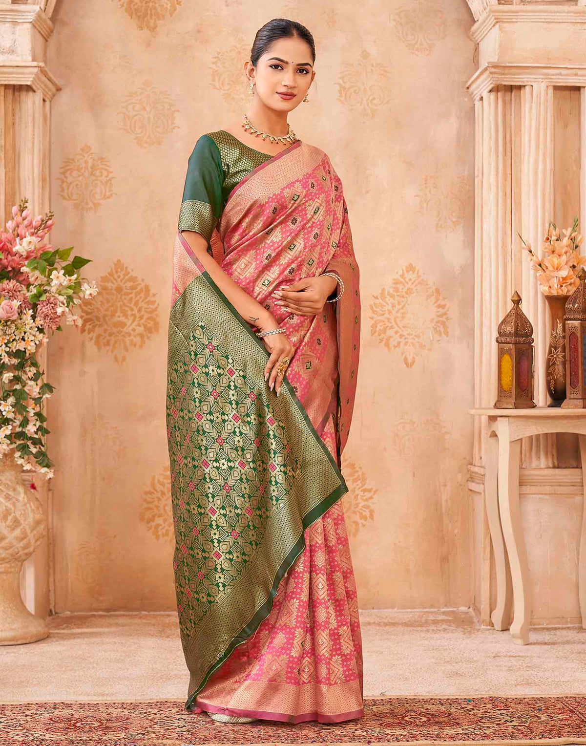 Pink Silk Woven Patola Saree