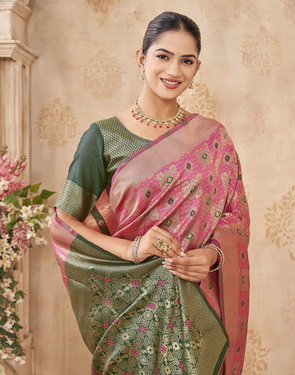 Pink Silk Woven Patola Saree