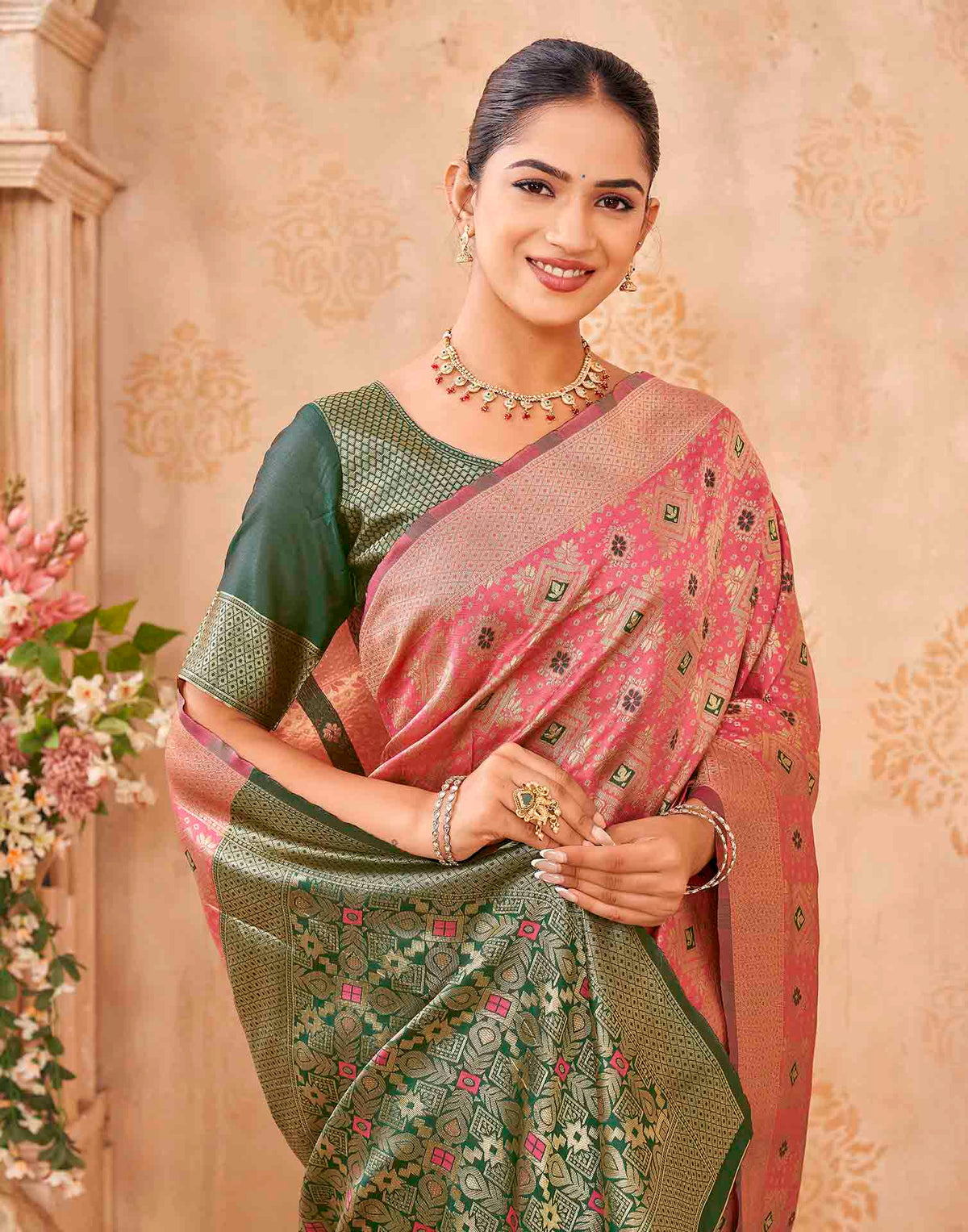 Pink Silk Woven Patola Saree