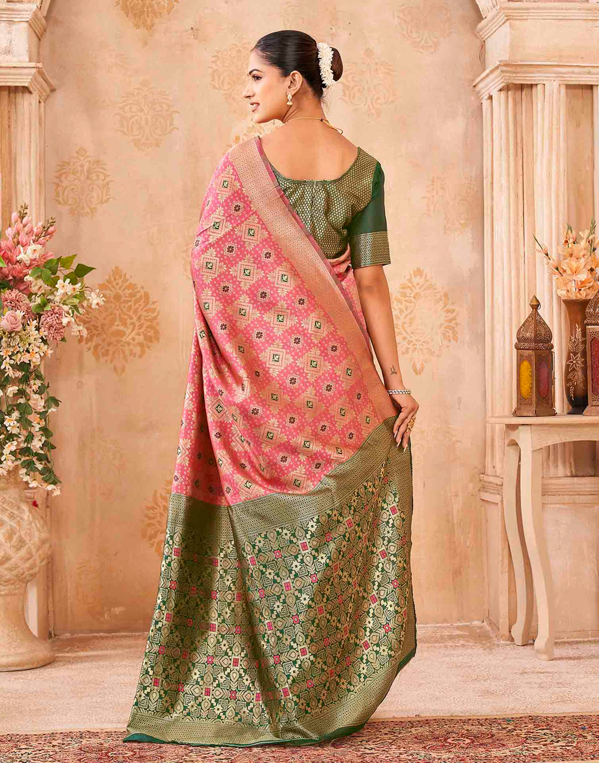 Pink Silk Woven Patola Saree