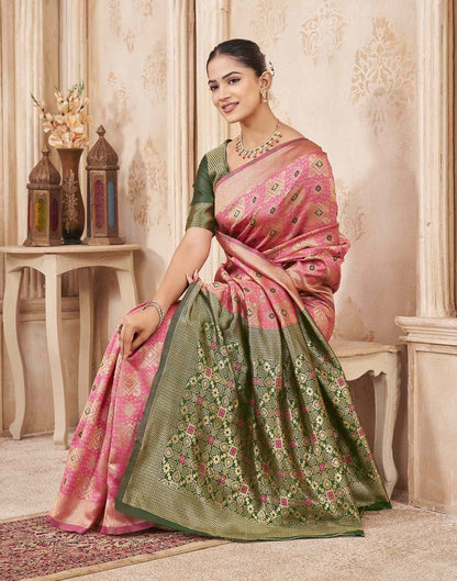 Pink Silk Woven Patola Saree