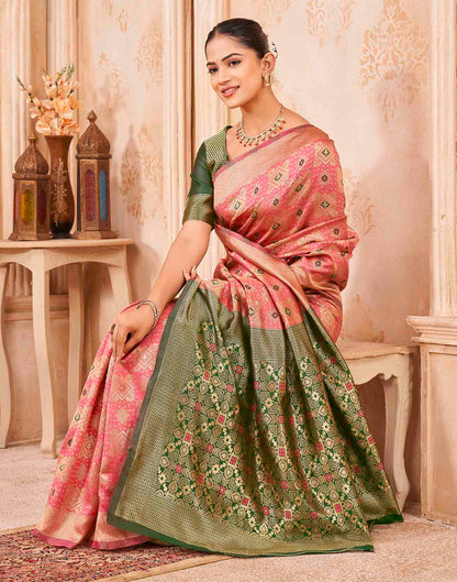 Pink Silk Woven Patola Saree