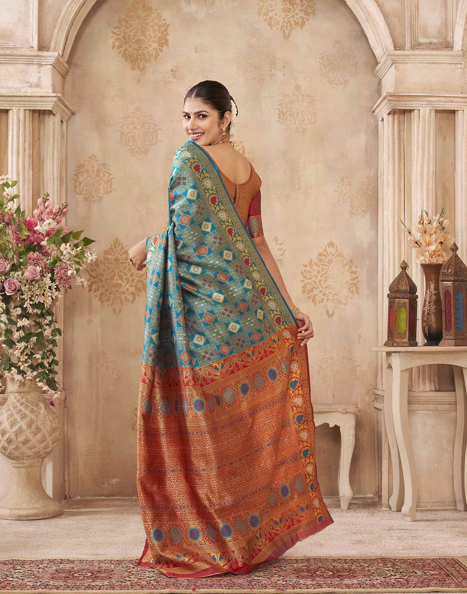 Turquoise Silk Woven Patola Saree