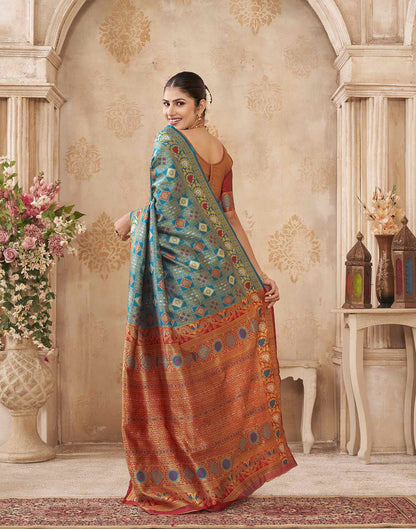 Turquoise Silk Woven Patola Saree