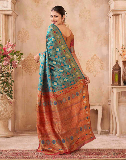 Turquoise Silk Woven Patola Saree