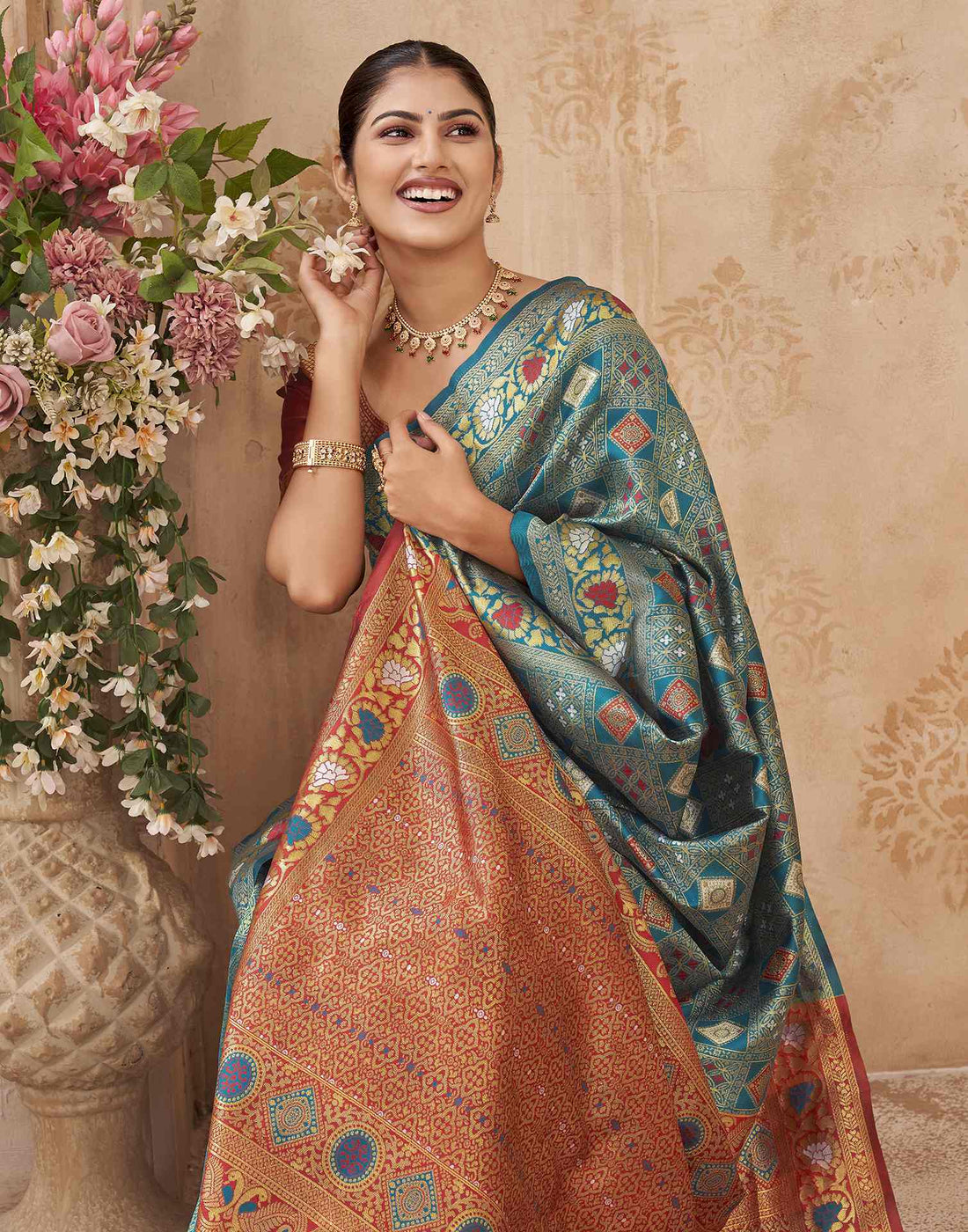 Turquoise Silk Woven Patola Saree