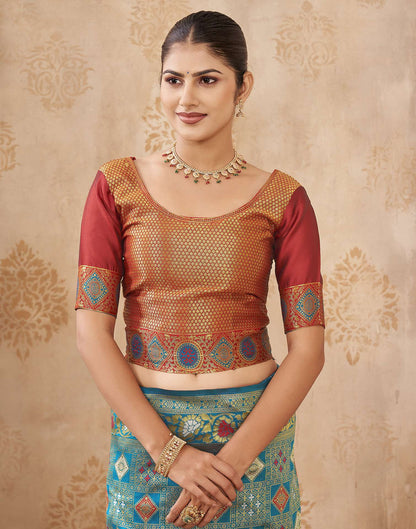 Turquoise Silk Woven Patola Saree