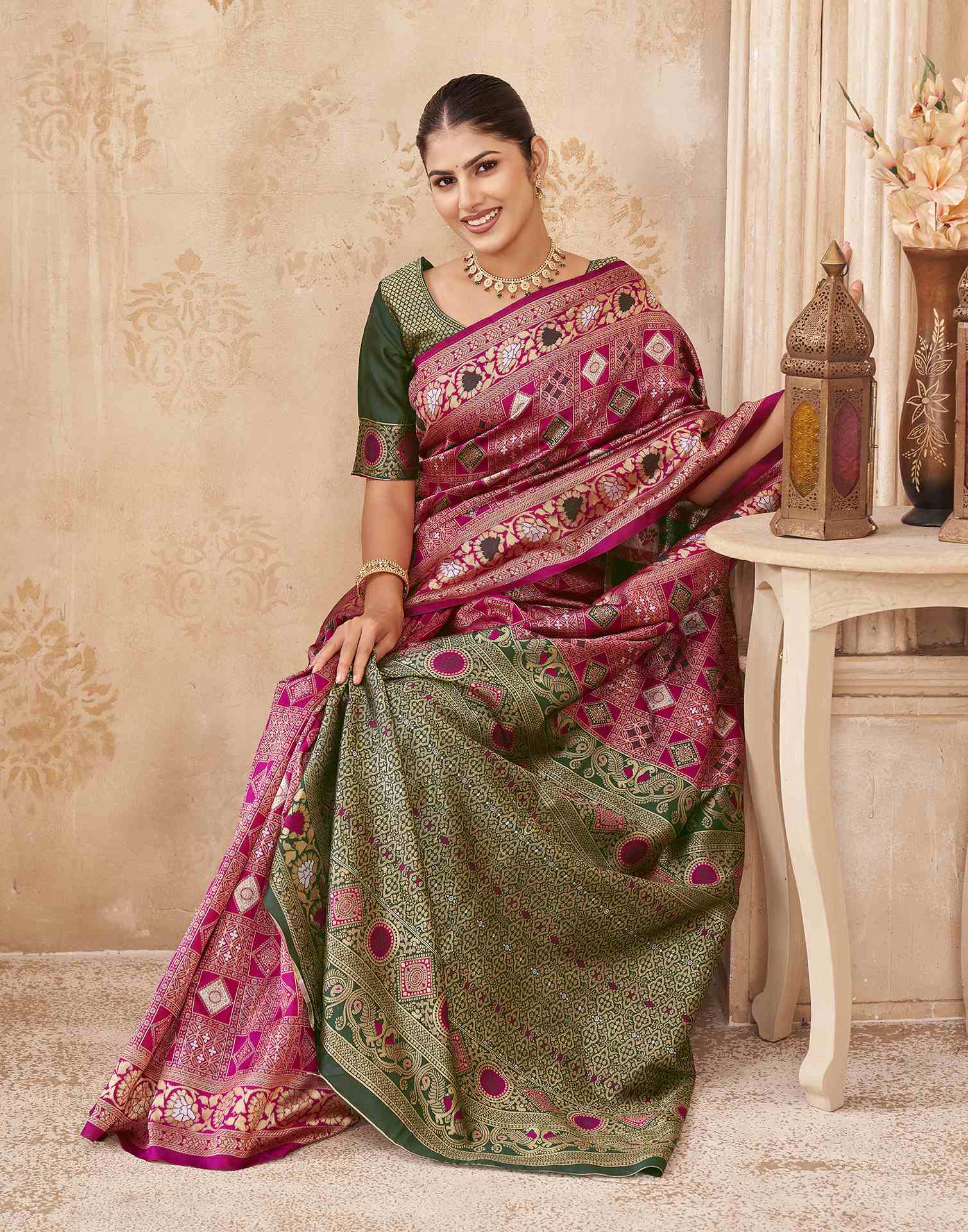 Pink Silk Woven Patola Saree