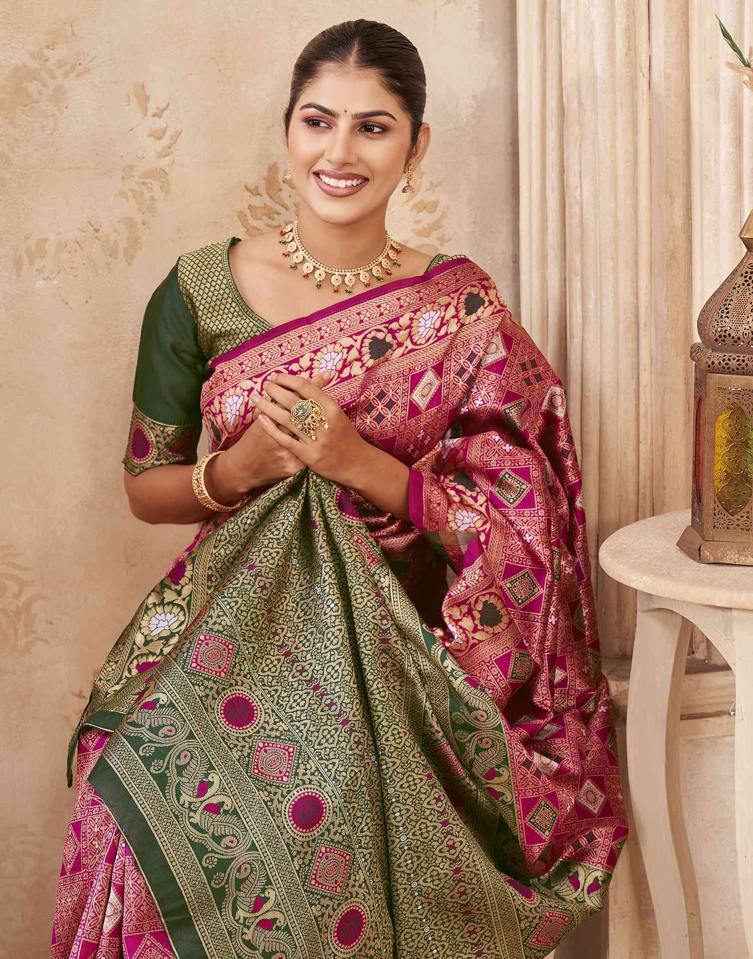 Pink Silk Woven Patola Saree