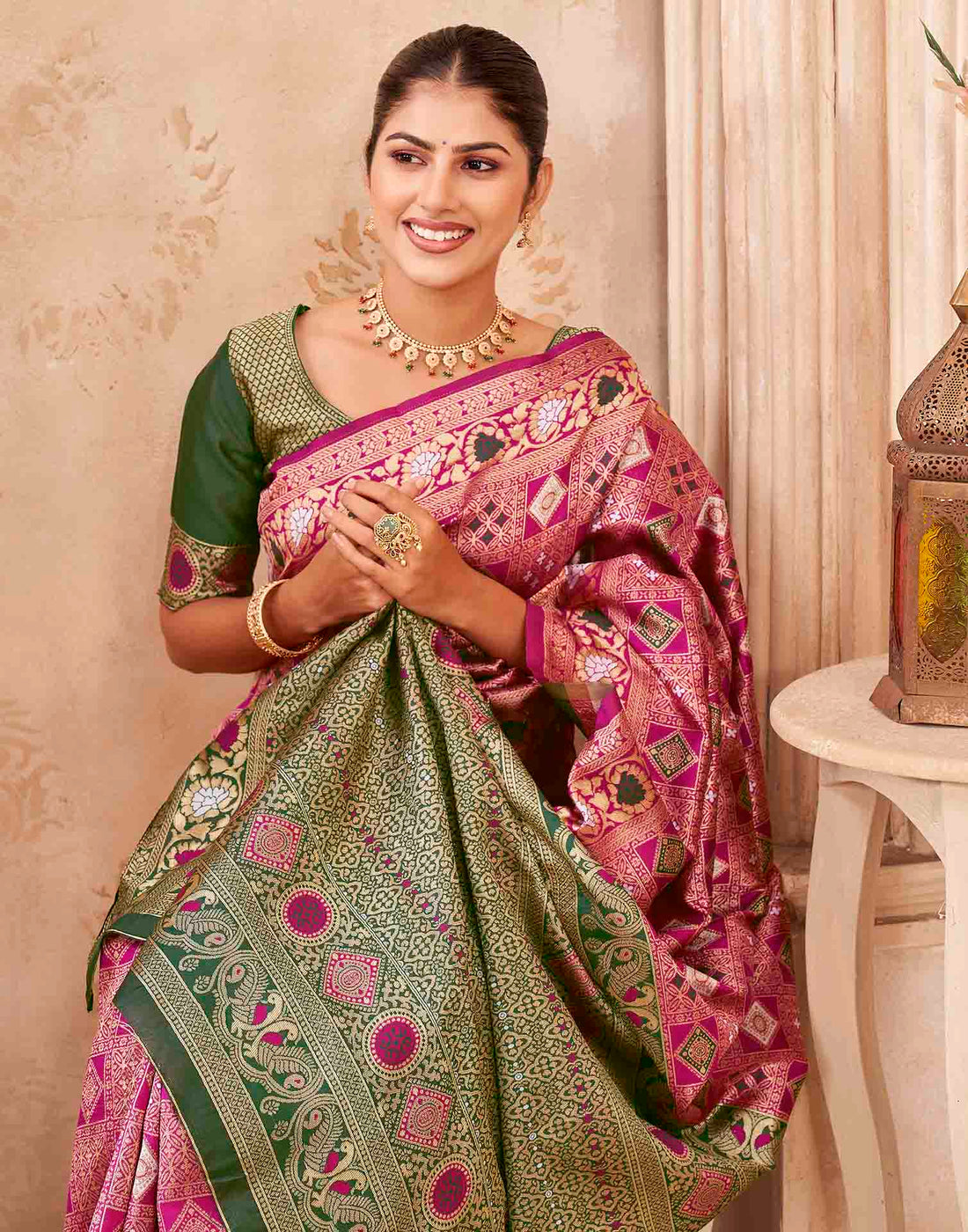 Pink Silk Woven Patola Saree