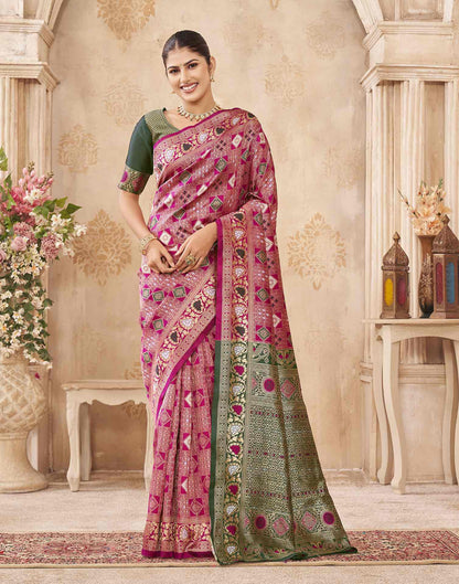 Pink Silk Woven Patola Saree