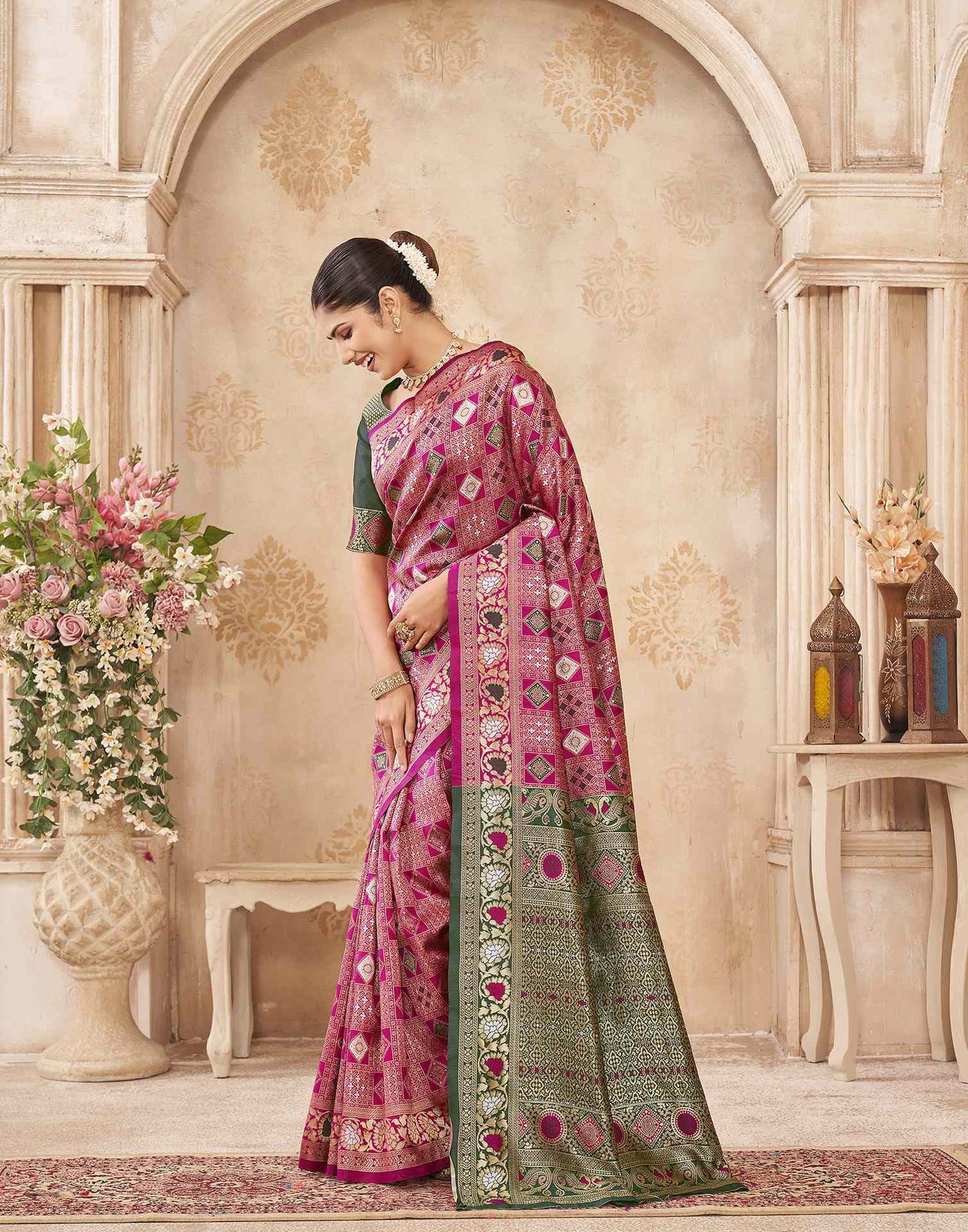 Pink Silk Woven Patola Saree