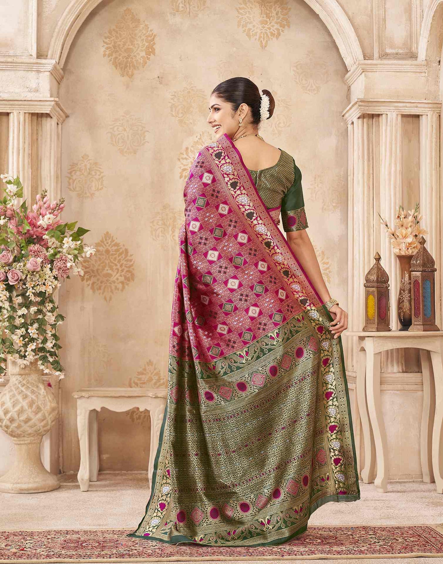 Pink Silk Woven Patola Saree