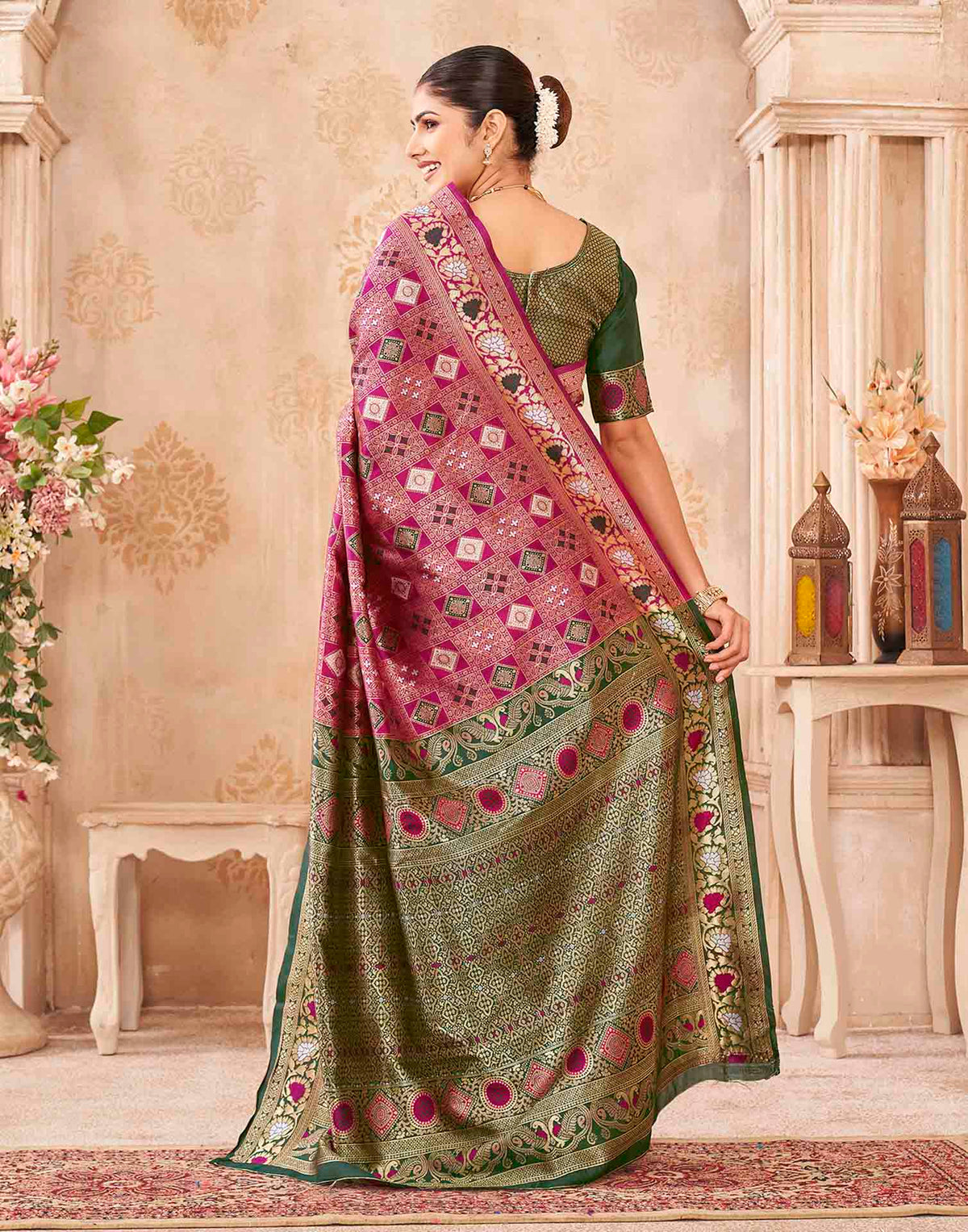 Pink Silk Woven Patola Saree