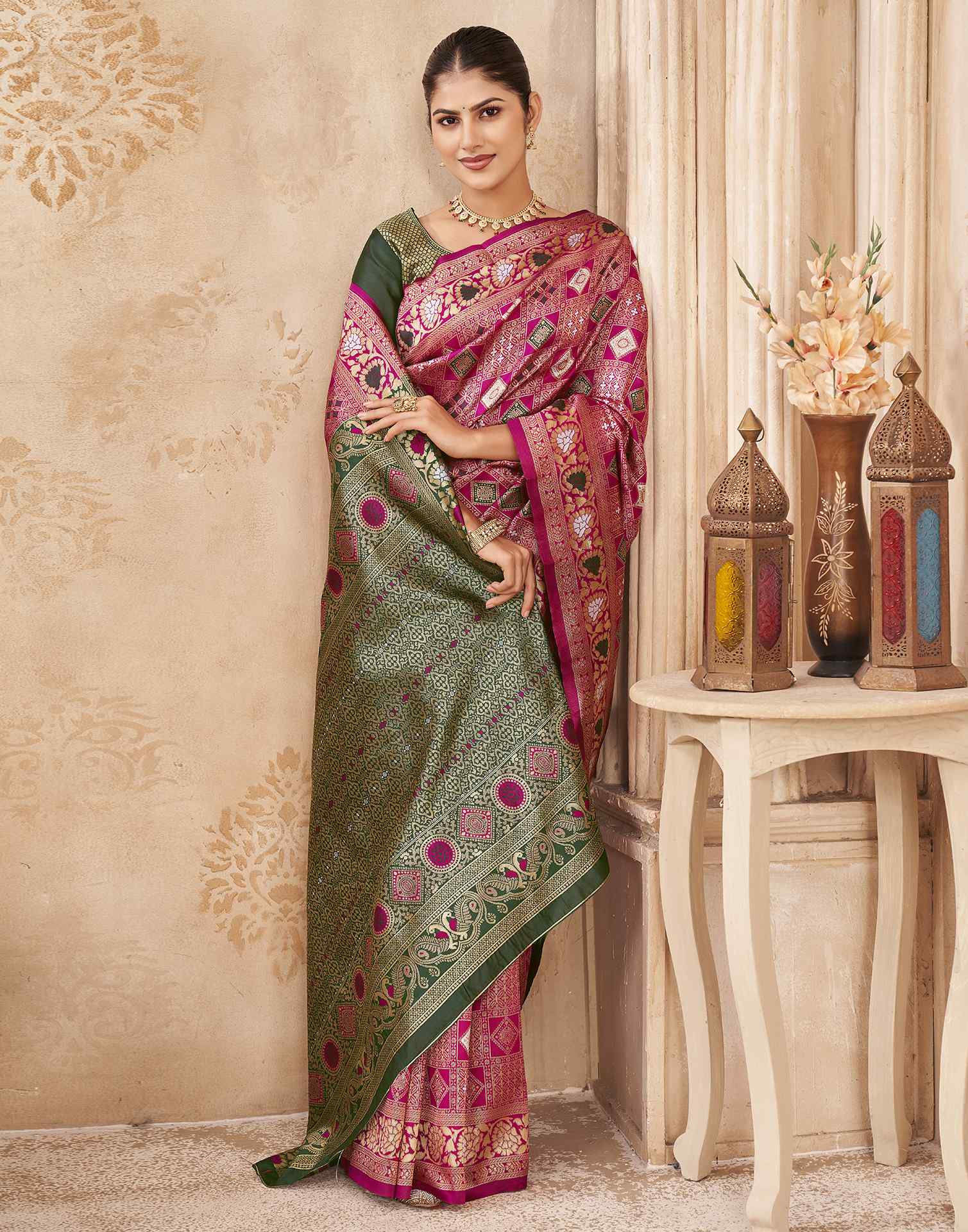 Pink Silk Woven Patola Saree