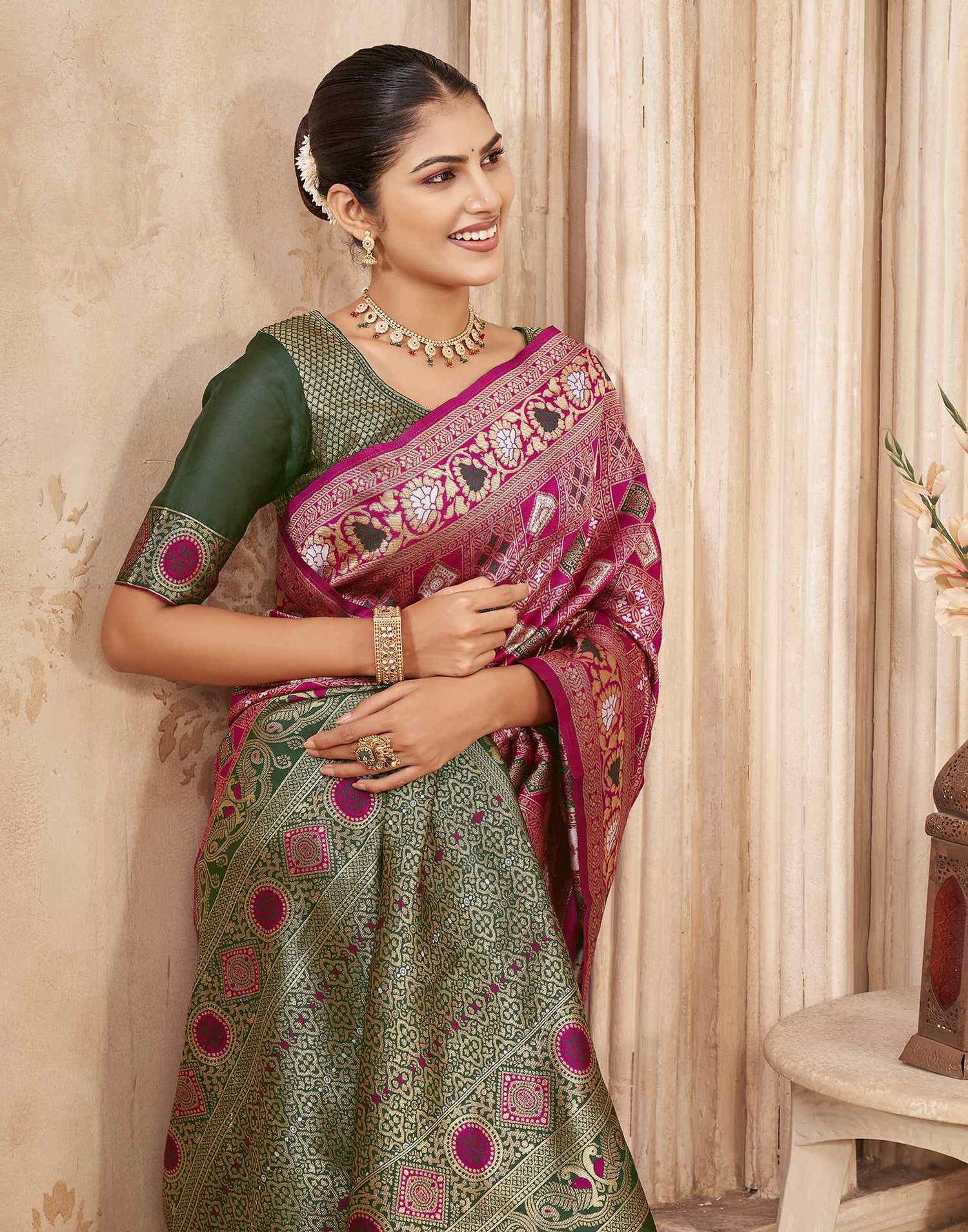 Pink Silk Woven Patola Saree