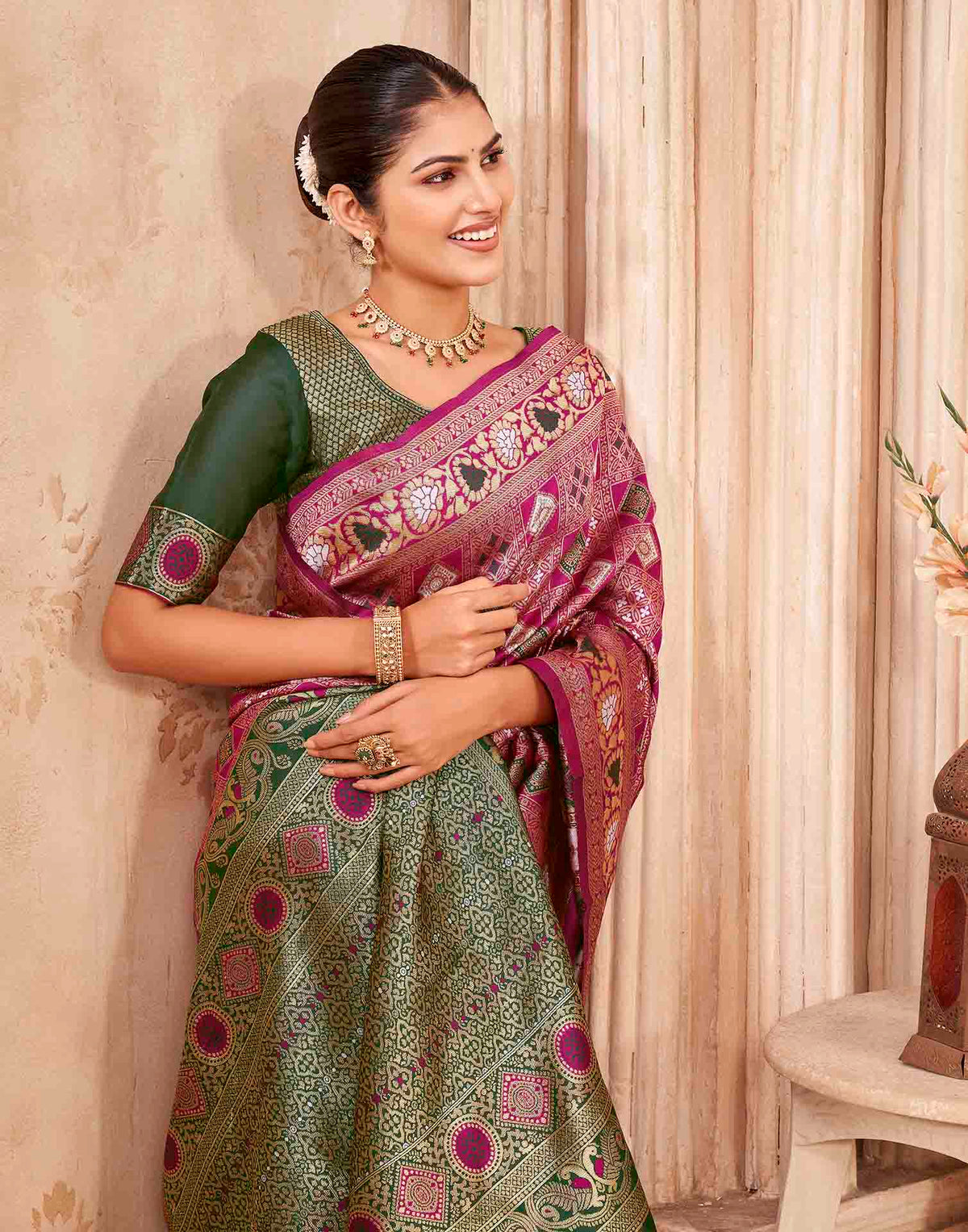 Pink Silk Woven Patola Saree