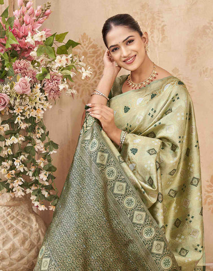 Mehandi Green Silk Woven Patola Saree