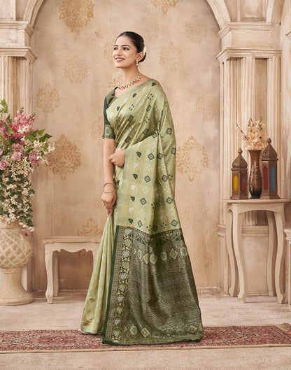 Mehandi Green Silk Woven Patola Saree
