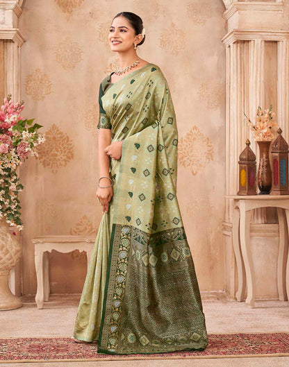 Mehandi Green Silk Woven Patola Saree