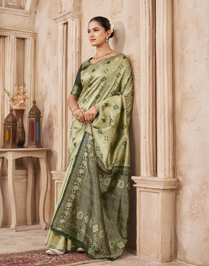 Mehandi Green Silk Woven Patola Saree