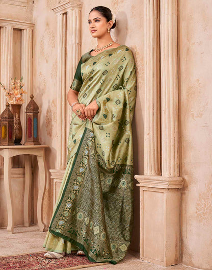 Mehandi Green Silk Woven Patola Saree