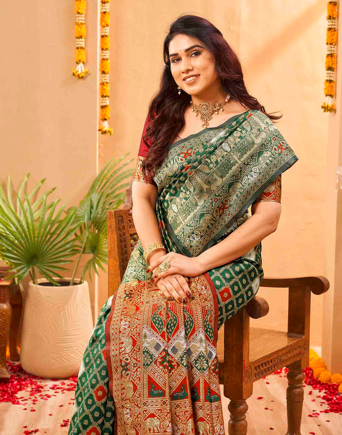 Green Silk Woven Banarasi Saree