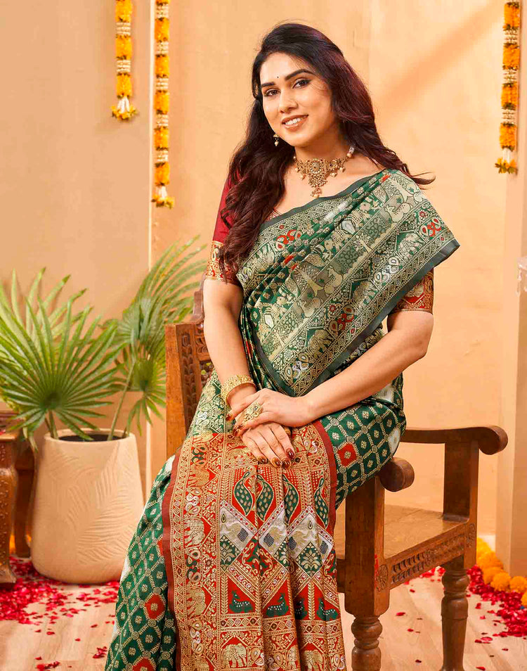 Green Silk Woven Banarasi Saree
