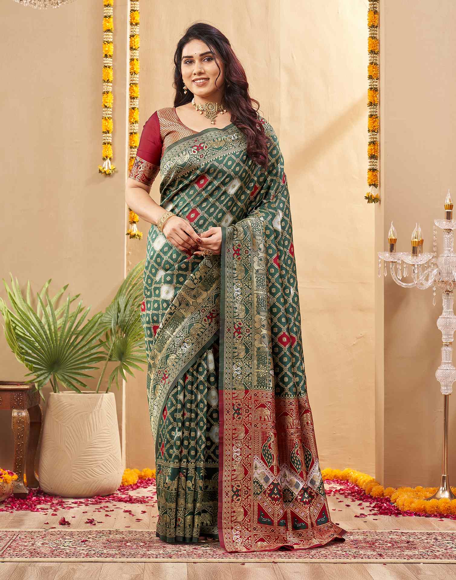 Green Silk Woven Banarasi Saree