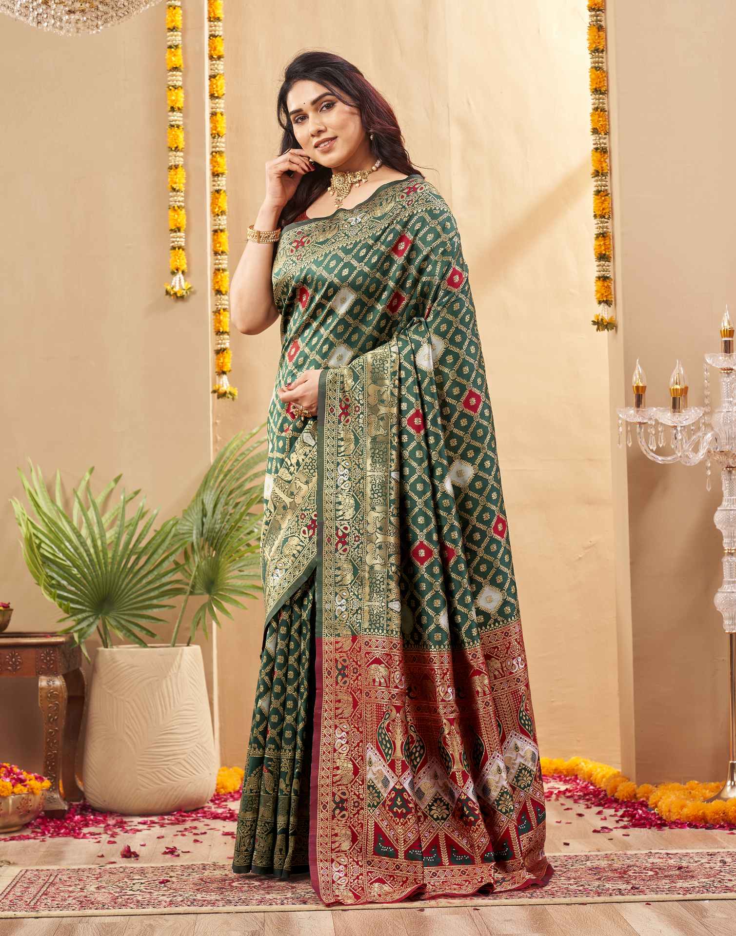 Green Silk Woven Banarasi Saree