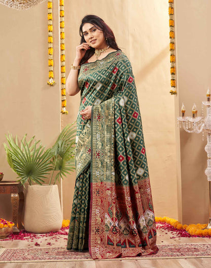 Green Silk Woven Banarasi Saree