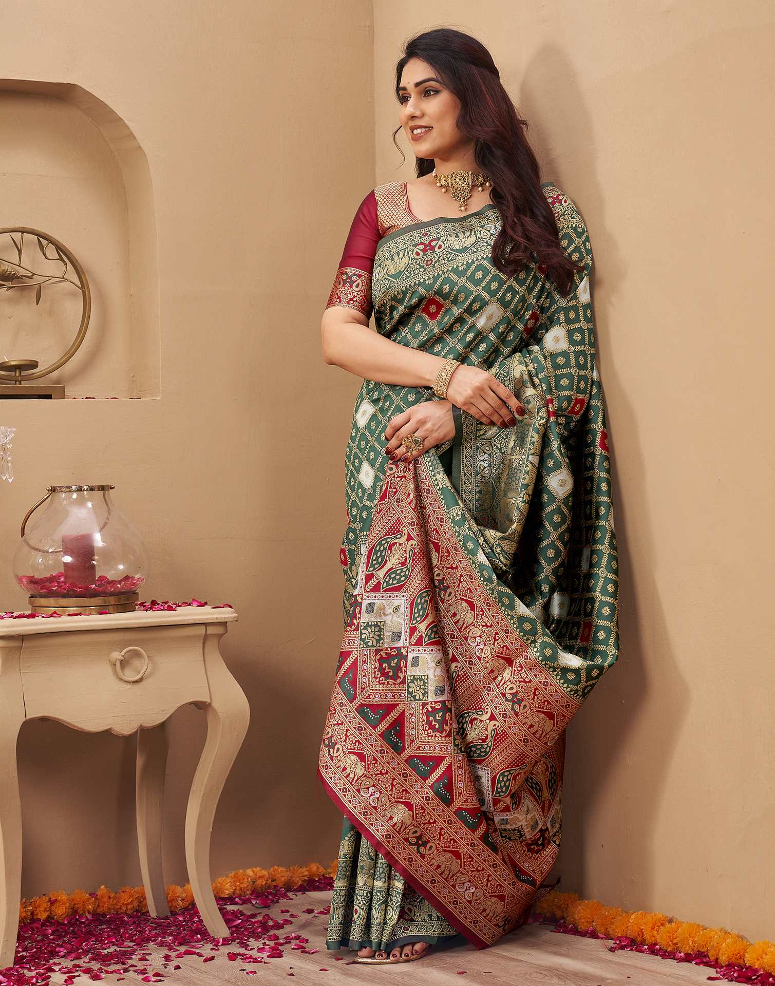 Green Silk Woven Banarasi Saree