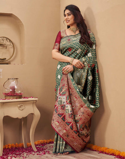 Green Silk Woven Banarasi Saree