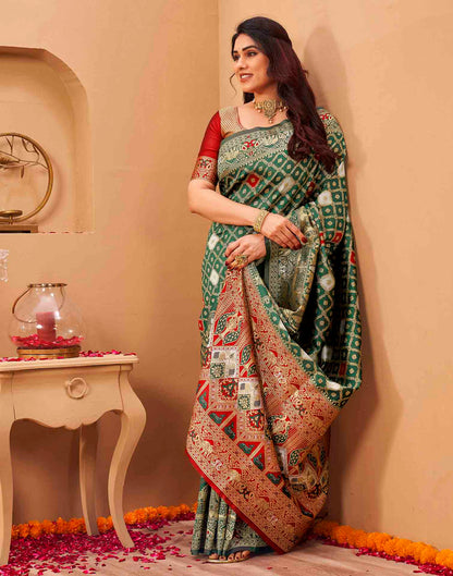 Green Silk Woven Banarasi Saree