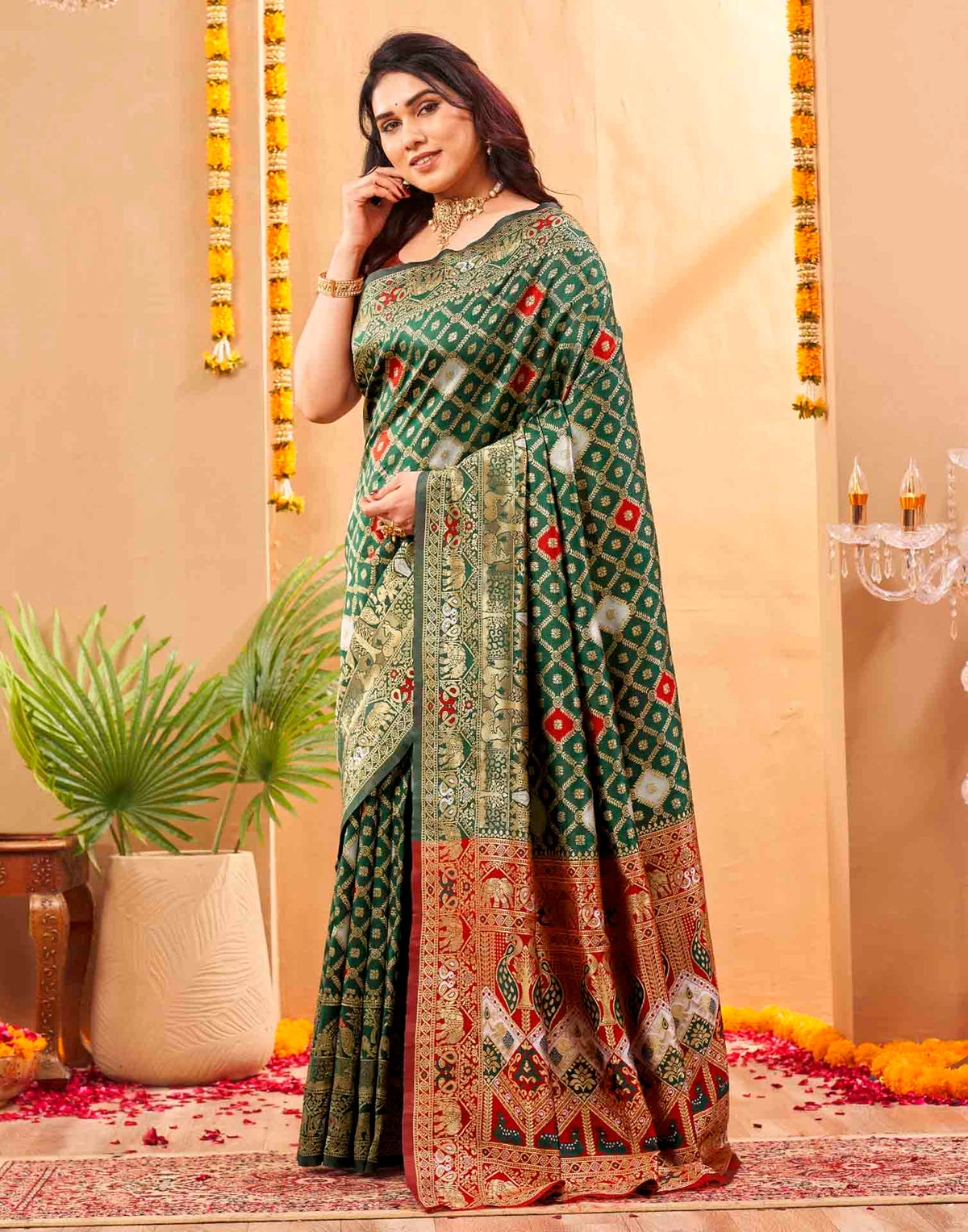Green Silk Woven Banarasi Saree