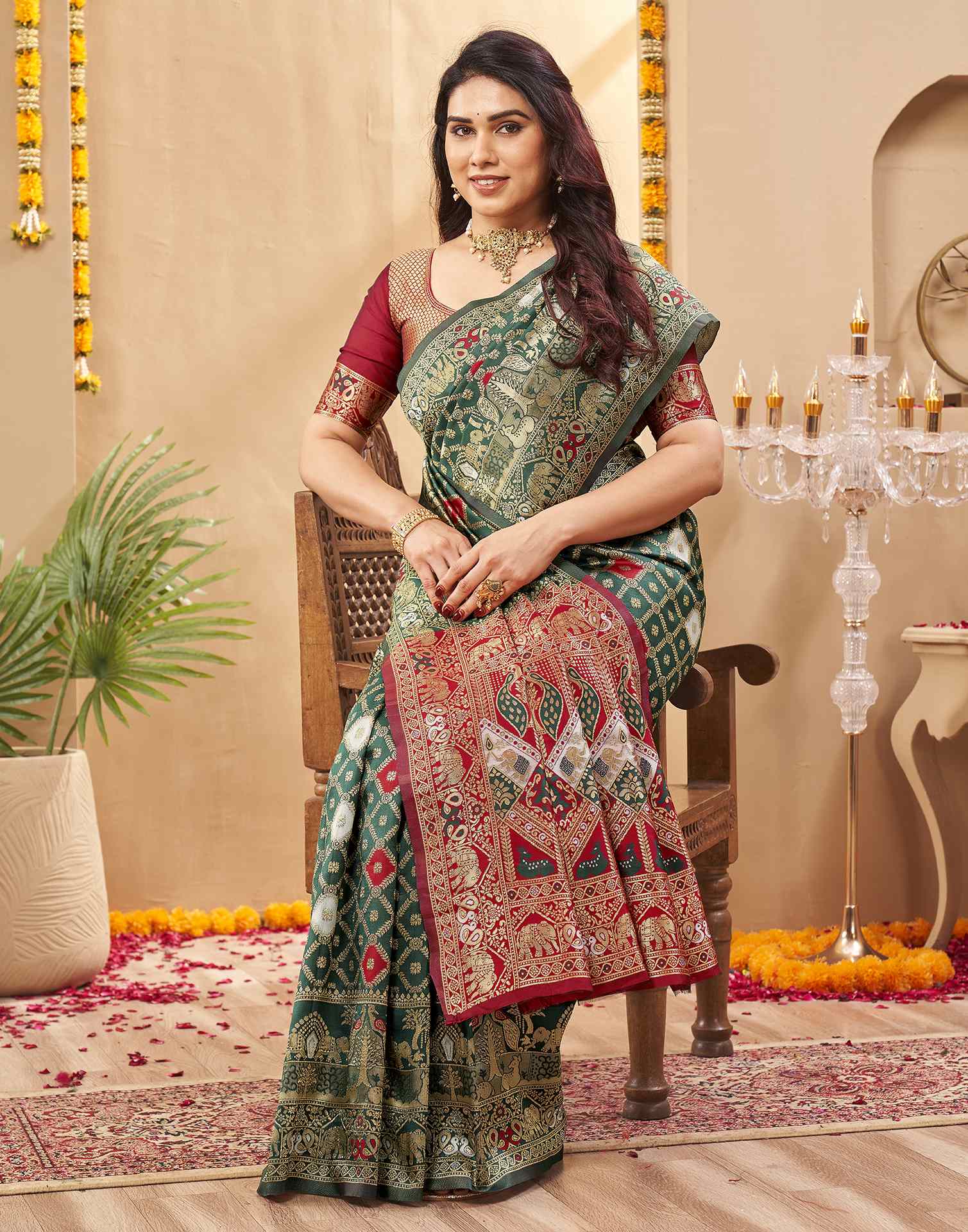 Green Silk Woven Banarasi Saree
