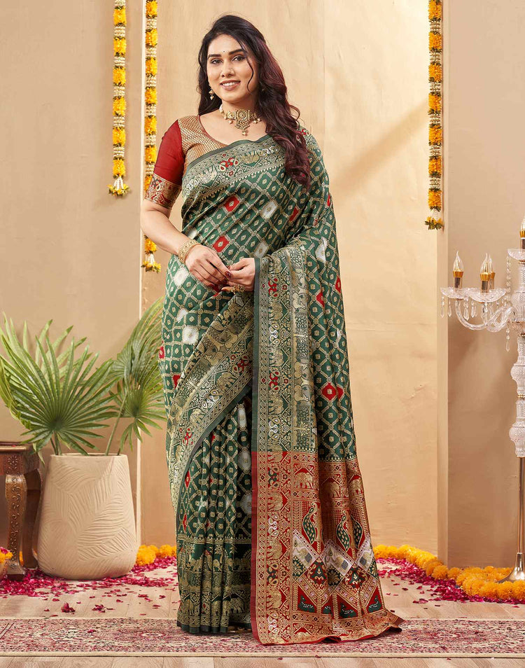 Green Silk Woven Banarasi Saree