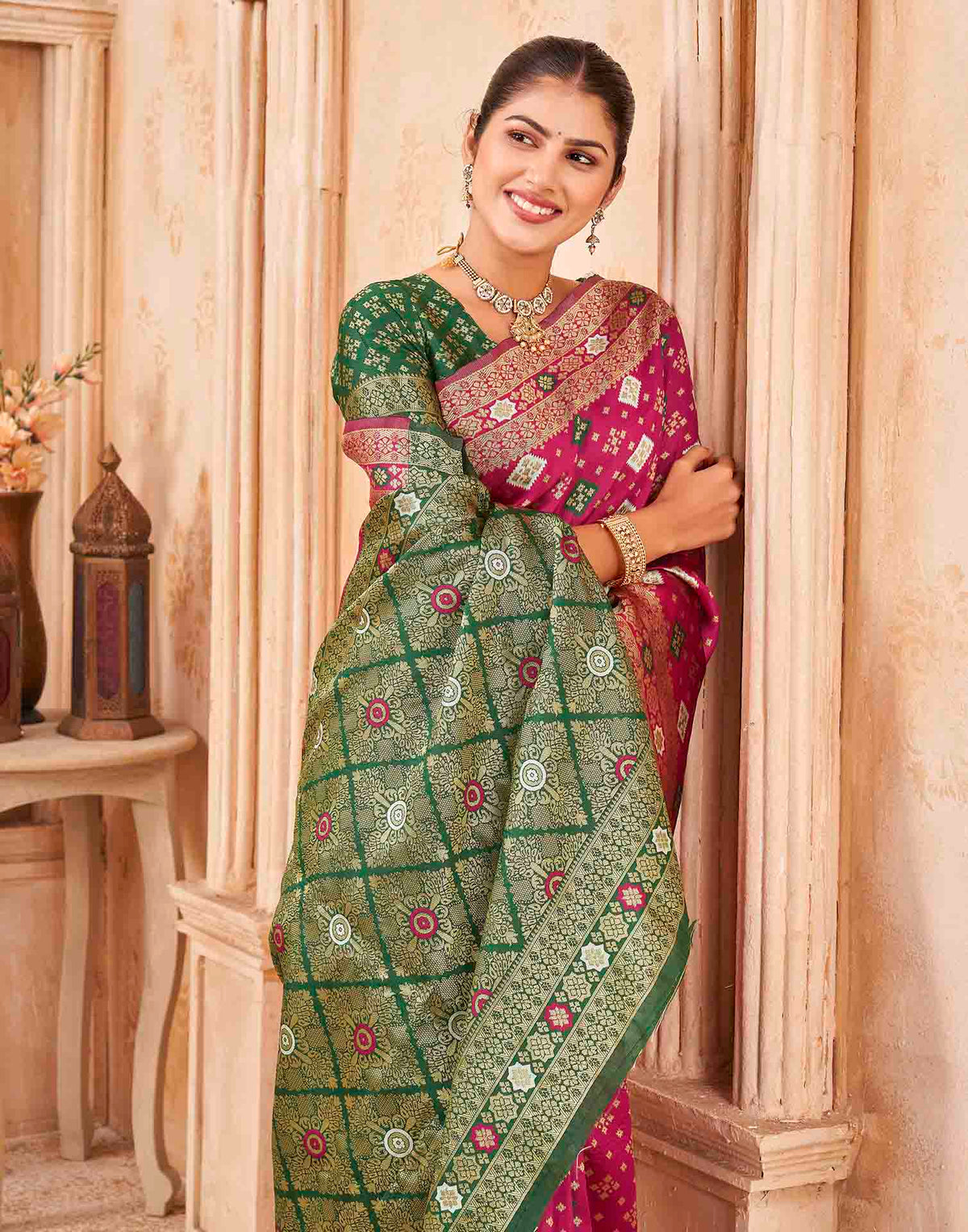 Rani Pink Silk Woven Banarasi Saree