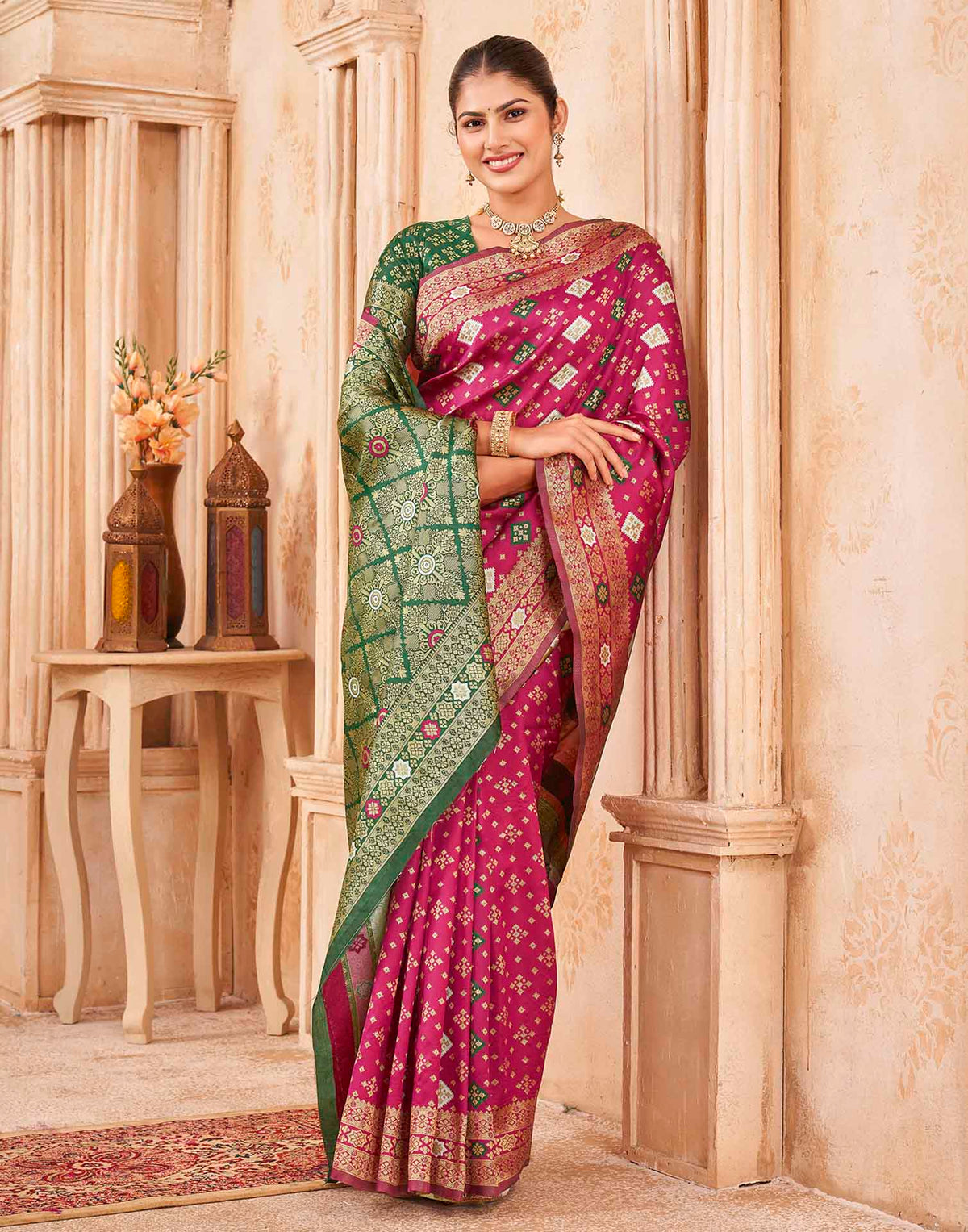 Rani Pink Silk Woven Banarasi Saree