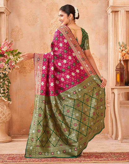 Rani Pink Silk Woven Banarasi Saree