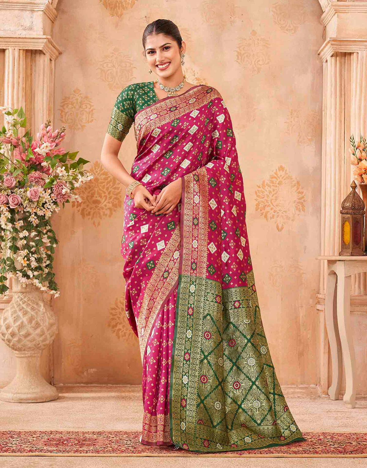 Rani Pink Silk Woven Banarasi Saree