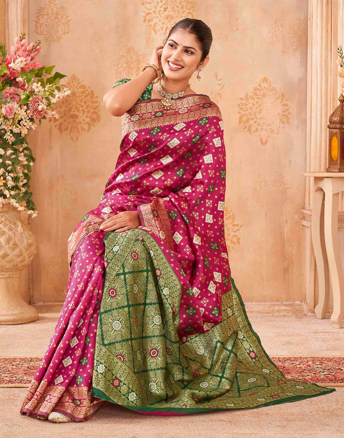 Rani Pink Silk Woven Banarasi Saree