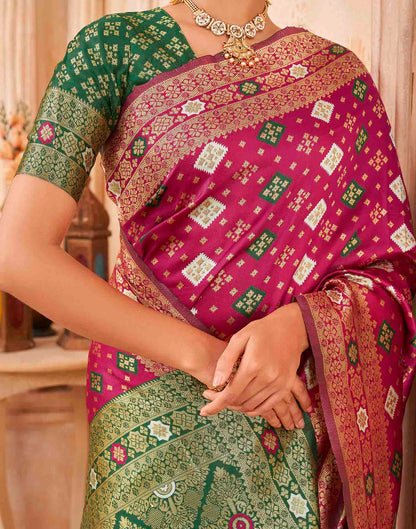 Rani Pink Silk Woven Banarasi Saree