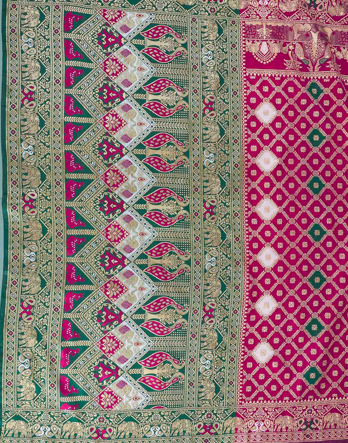 Pink Silk Woven Banarasi Saree