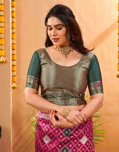 Pink Silk Woven Banarasi Saree